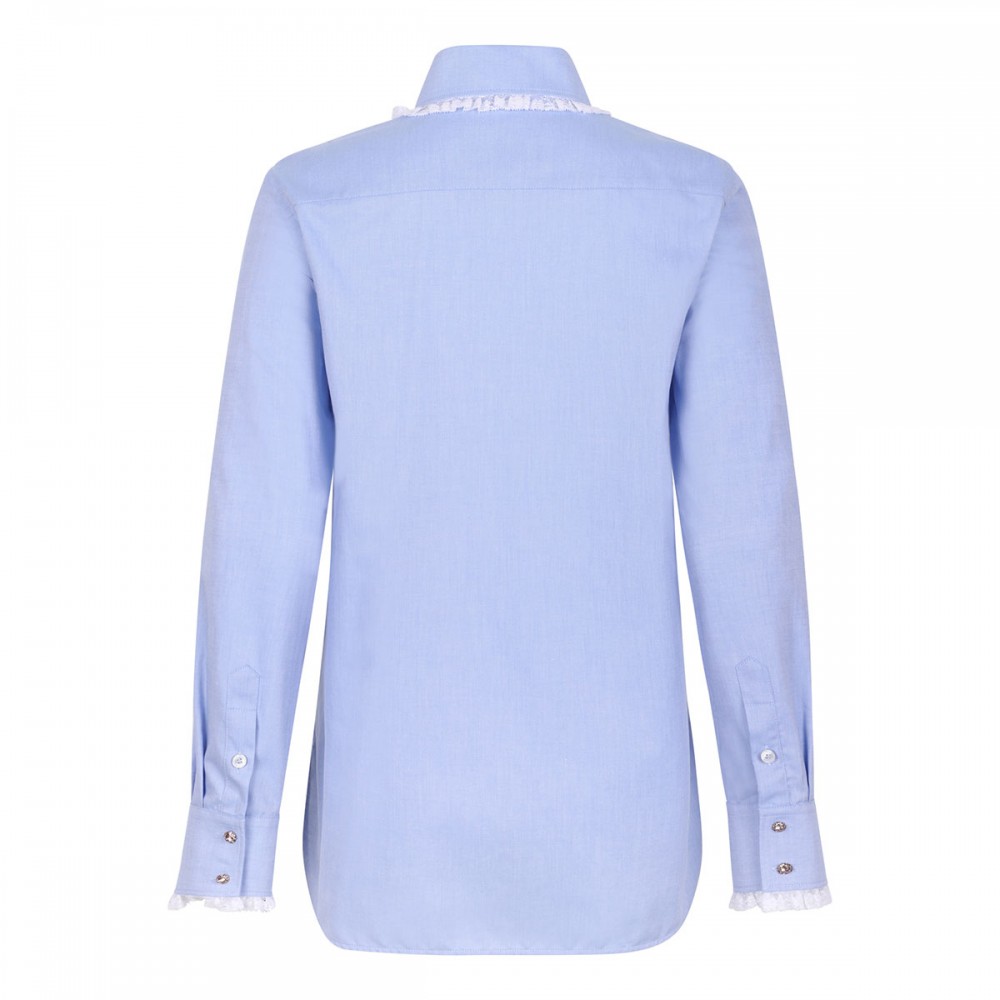 Lace-trims cotton shirt