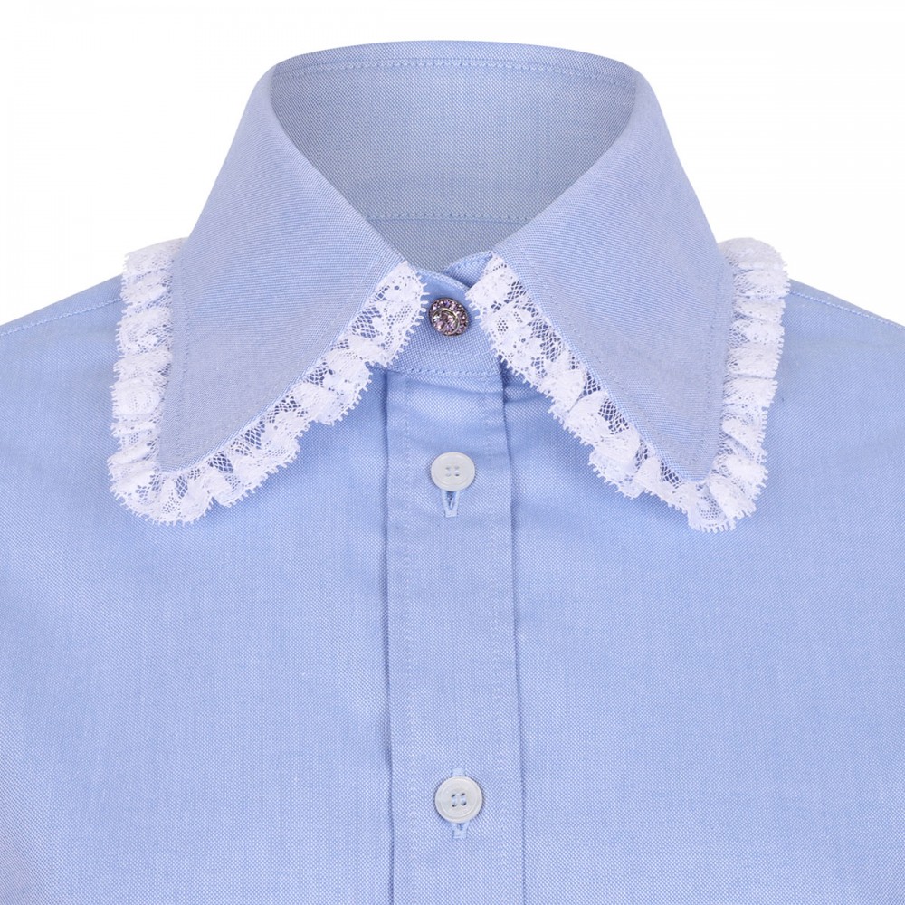 Lace-trims cotton shirt