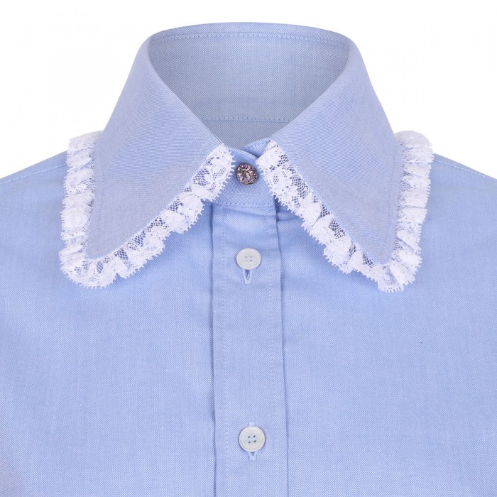 Lace-trims cotton shirt