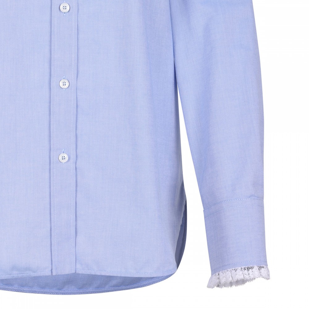 Lace-trims cotton shirt