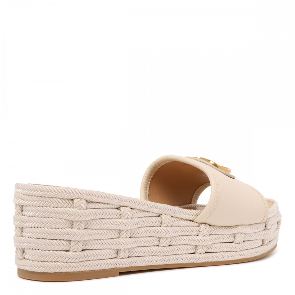Light ivory slide espadrillas