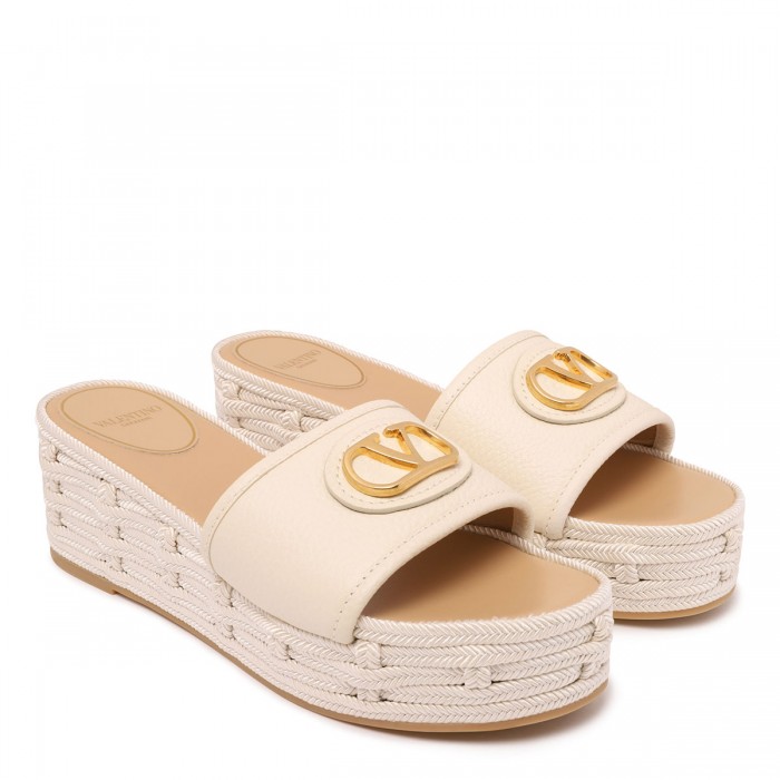 Light ivory slide espadrillas
