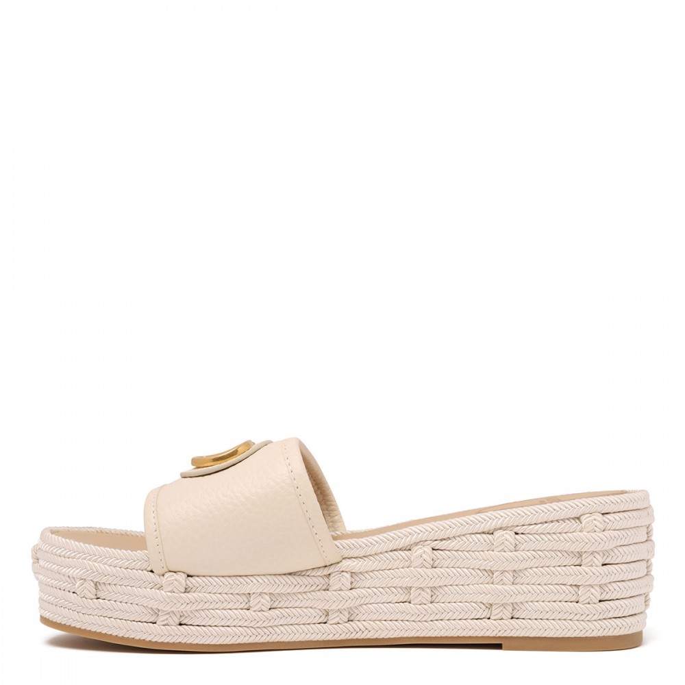 Light ivory slide espadrillas