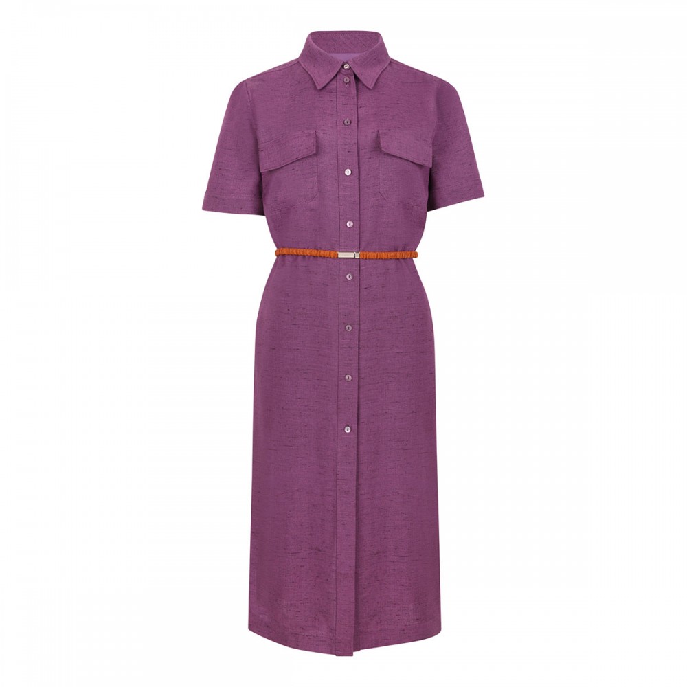 Violet viscose blend shirt dress