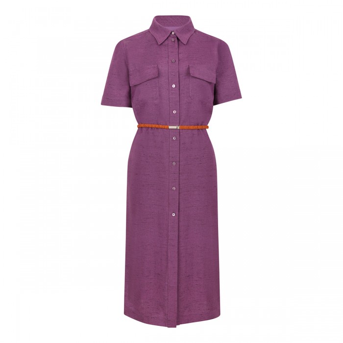 Violet viscose blend shirt dress