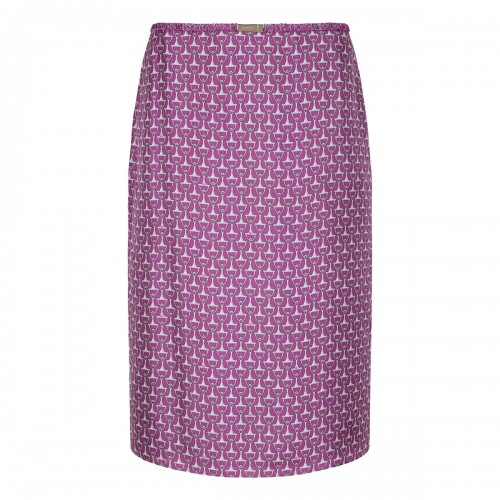 Horsebit print silk skirt
