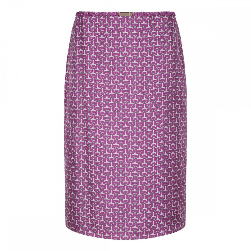 Horsebit print silk skirt