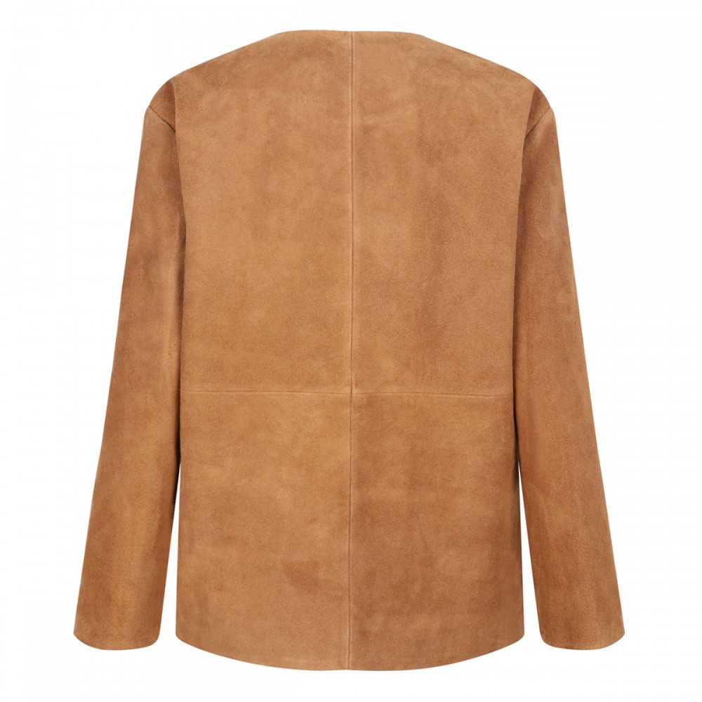Mandarin textured suede jacket
