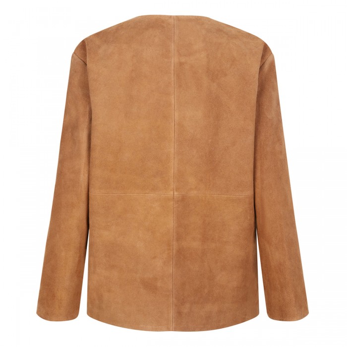 Mandarin textured suede jacket