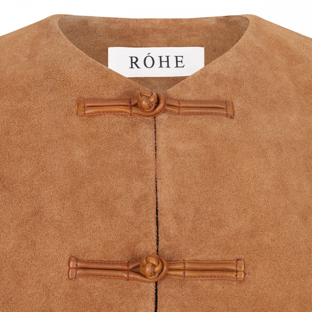 Mandarin textured suede jacket