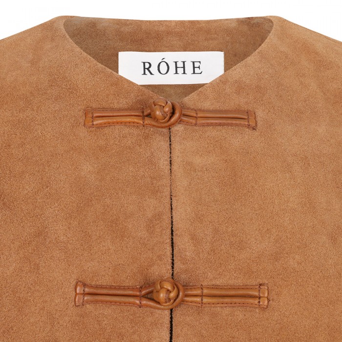 Mandarin textured suede jacket