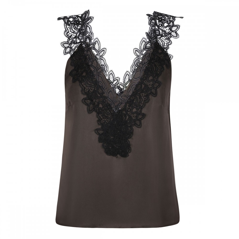V-neck silk lace top