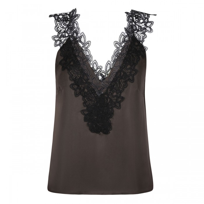 V-neck silk lace top