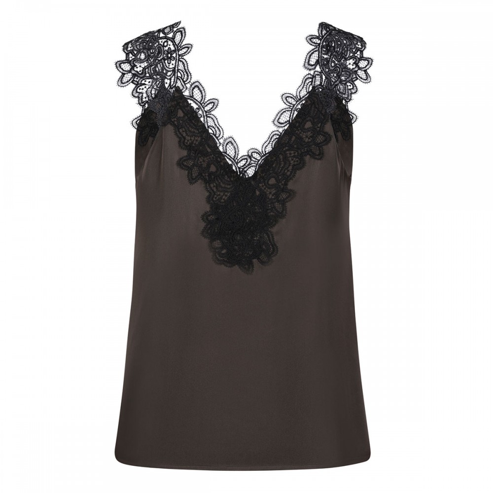 V-neck silk lace top