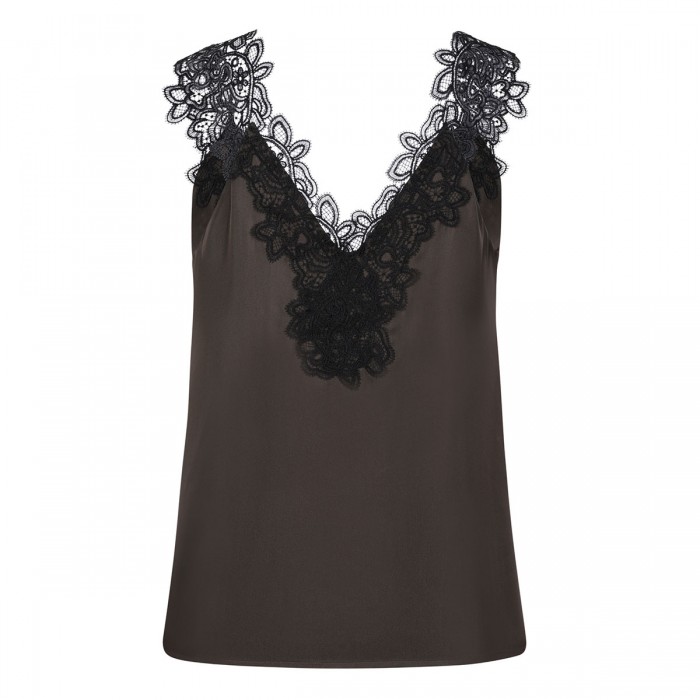 V-neck silk lace top