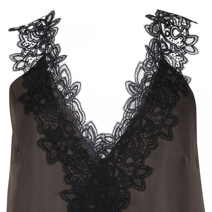 V-neck silk lace top