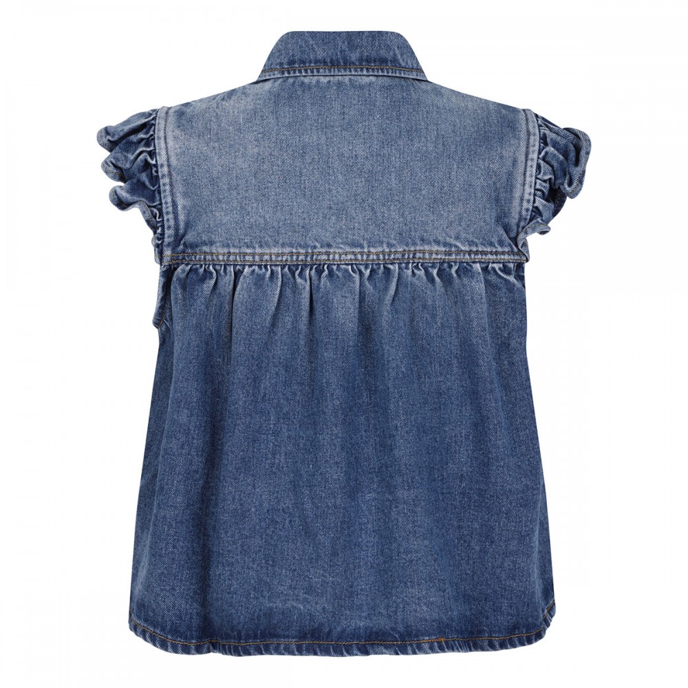 Denim ruffled top