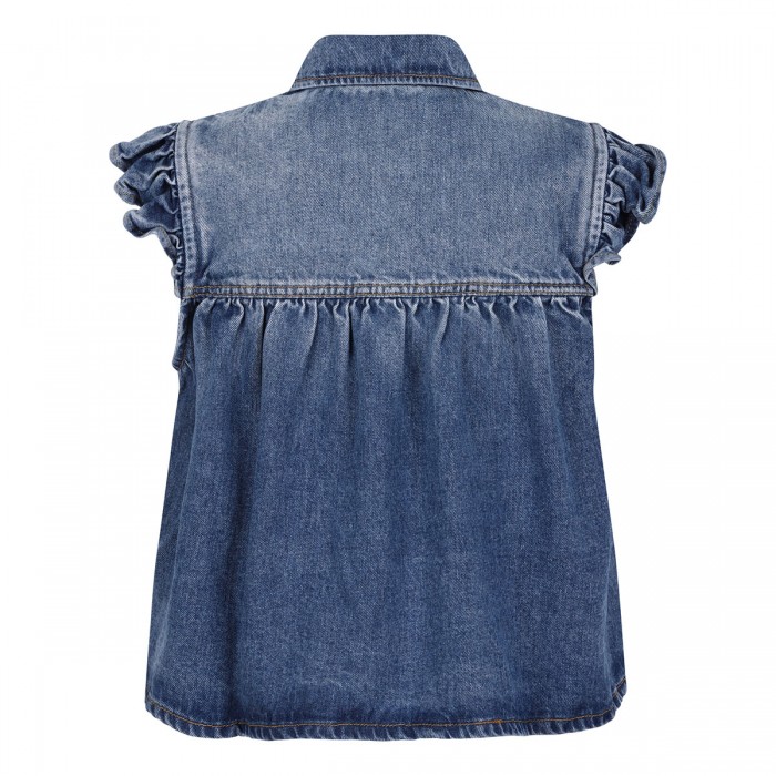 Denim ruffled top