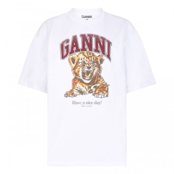 White beaded tiger T-shirt