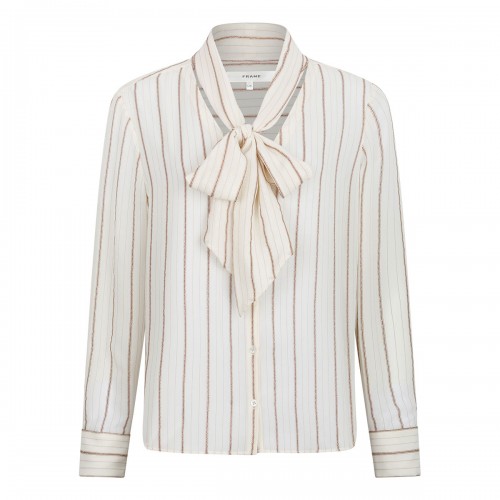 The Striped silk tie blouse