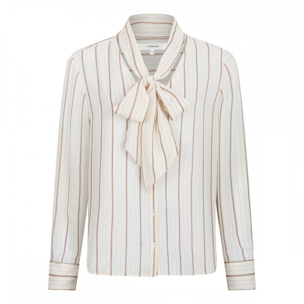 The Striped silk tie blouse
