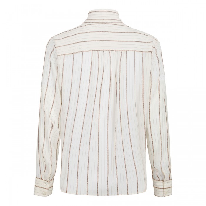 The Striped silk tie blouse