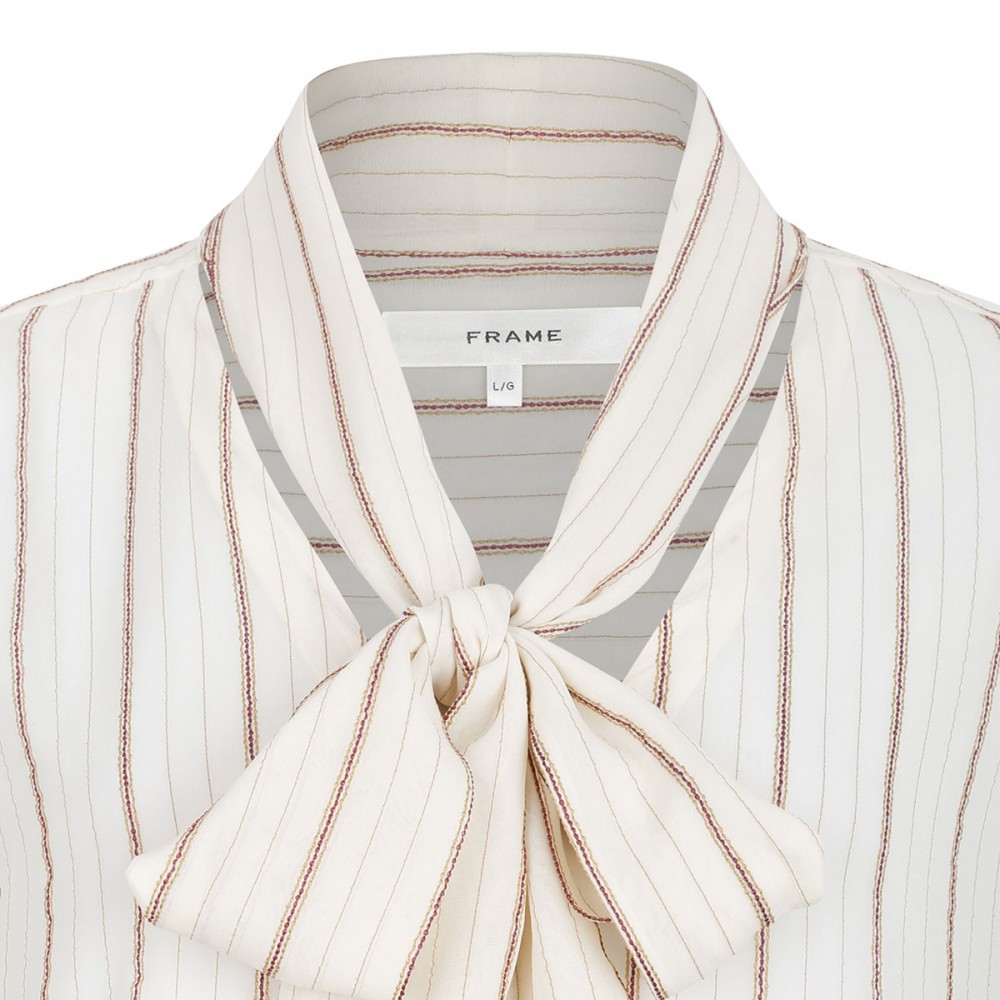 The Striped silk tie blouse