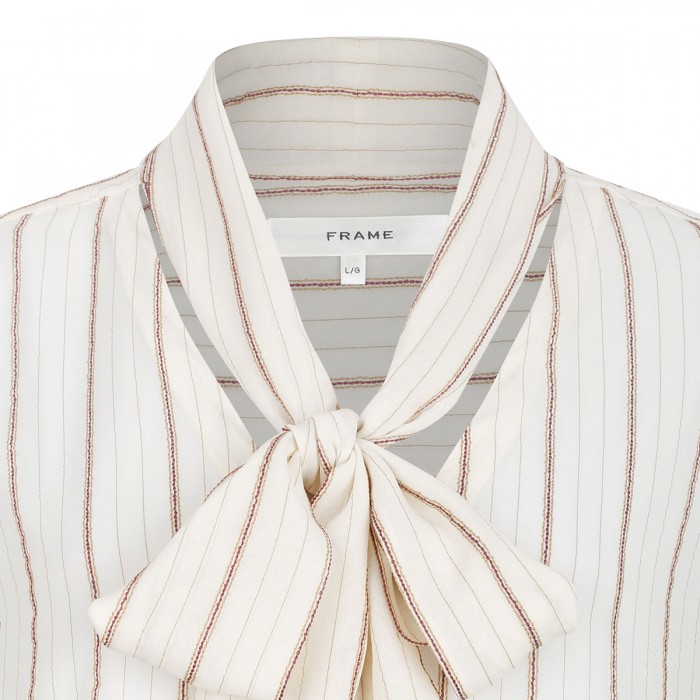 The Striped silk tie blouse