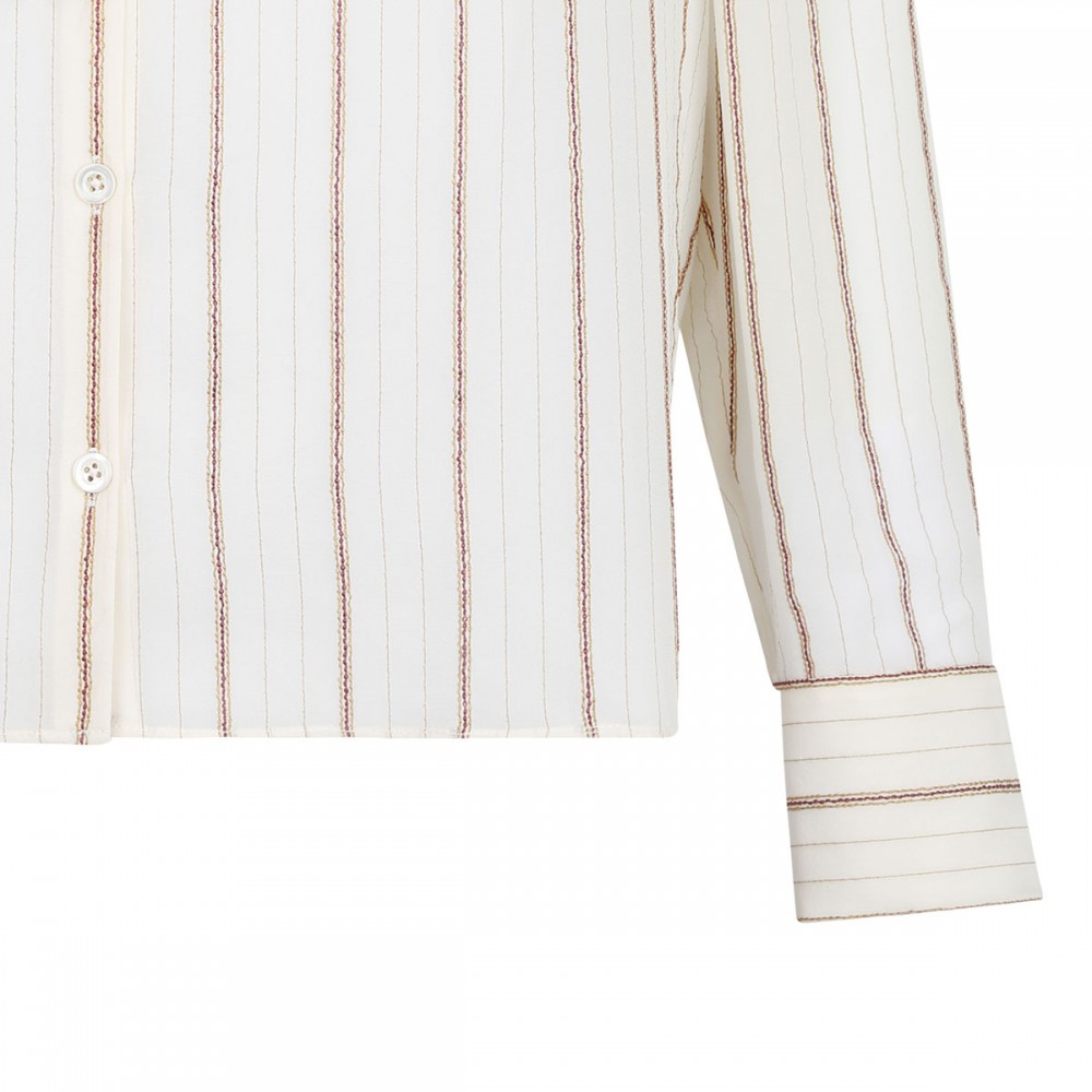 The Striped silk tie blouse