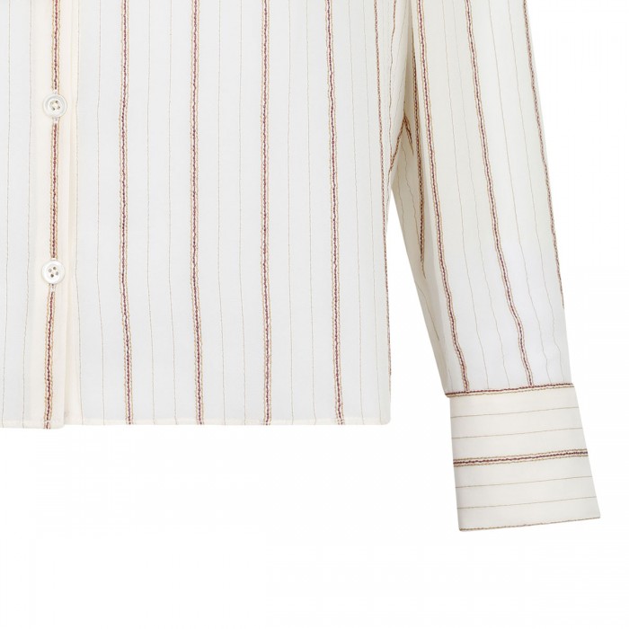 The Striped silk tie blouse