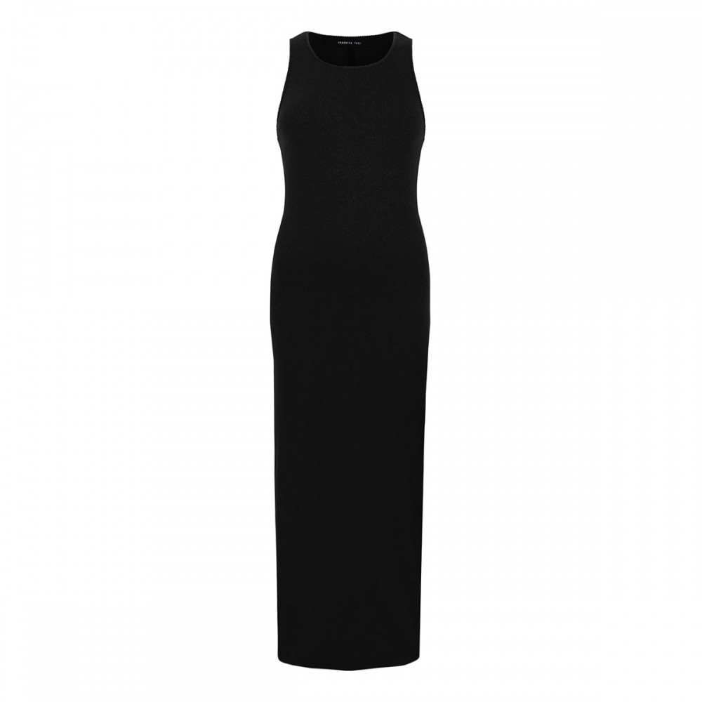 Ribbed knit jersey long dress