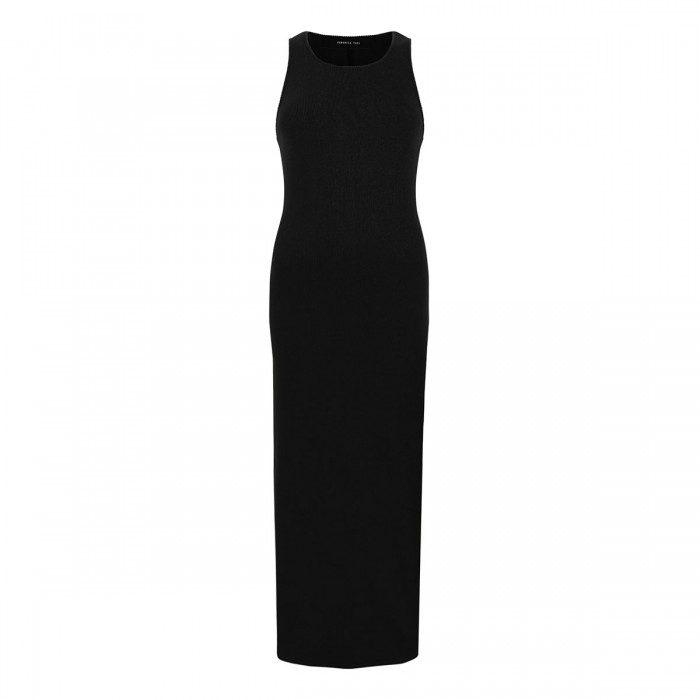 Ribbed knit jersey long dress