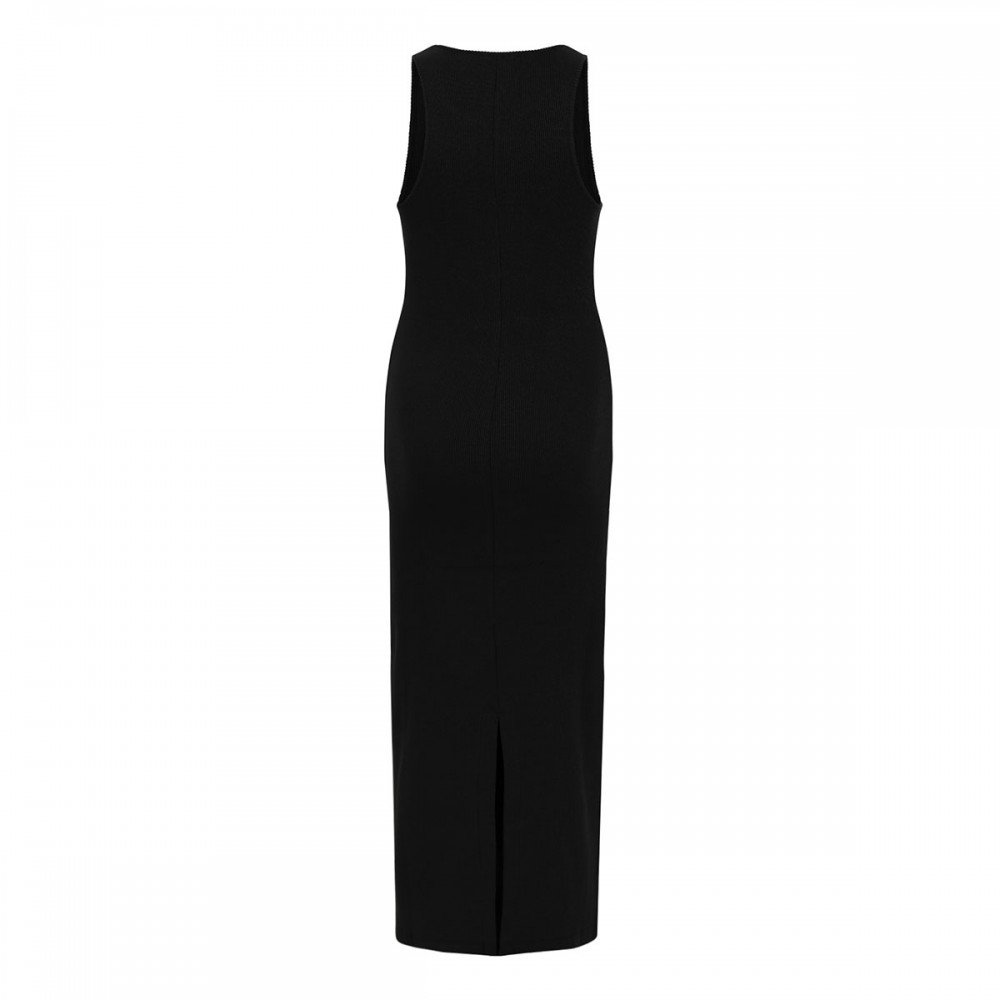 Ribbed knit jersey long dress