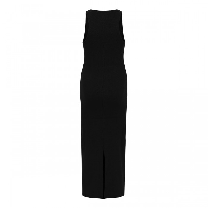 Ribbed knit jersey long dress