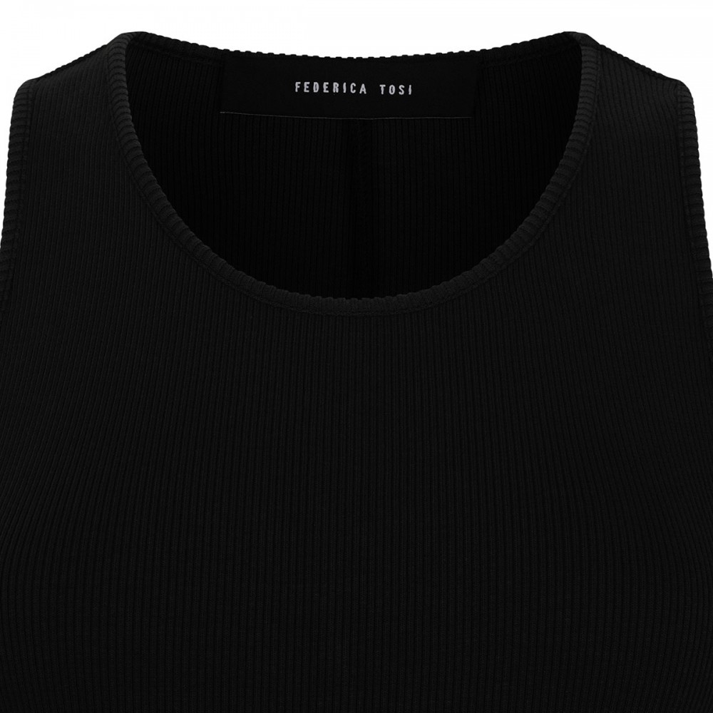 Ribbed knit jersey long dress