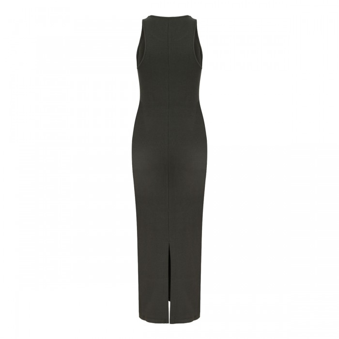 Ribbed knit jersey long dress