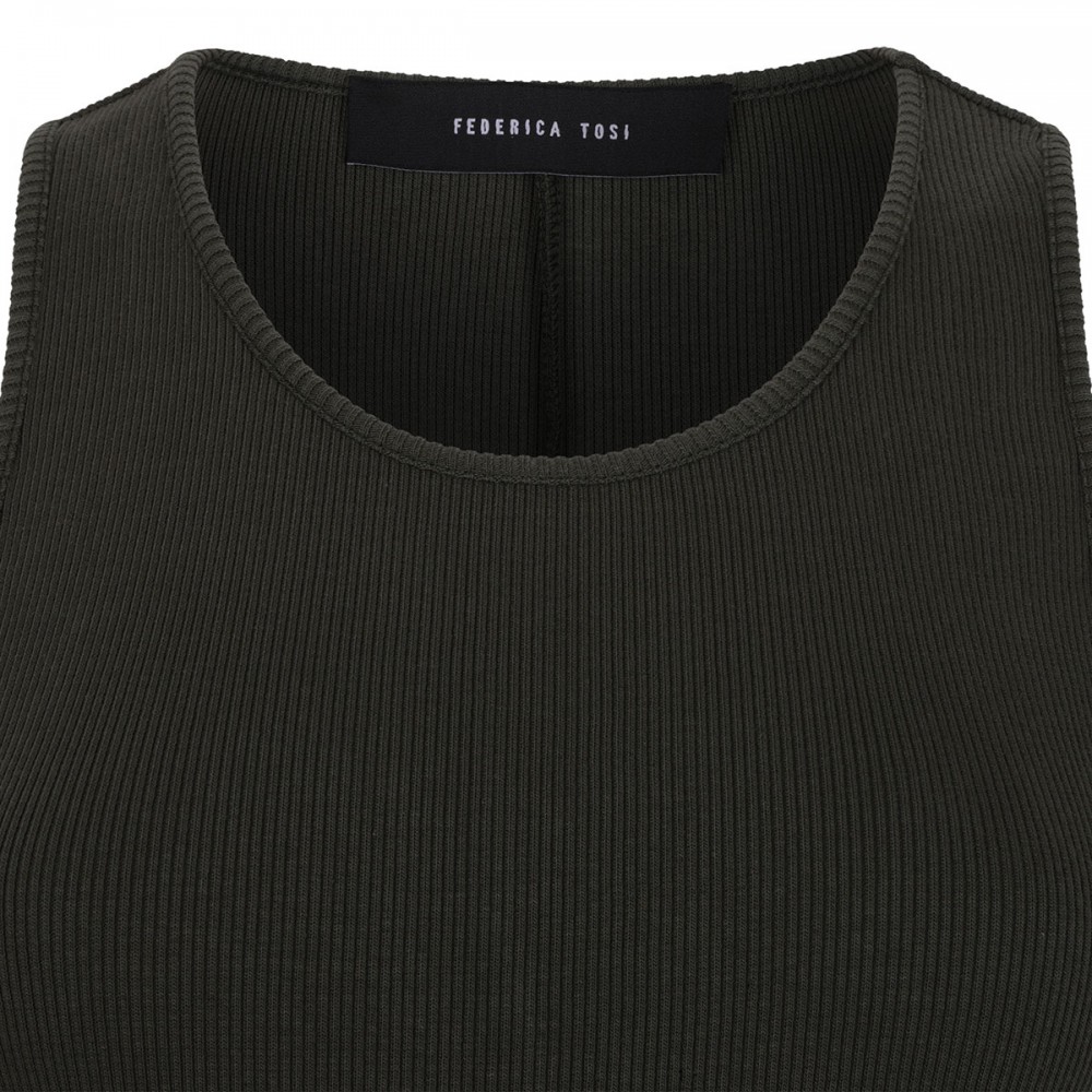 Ribbed knit jersey long dress