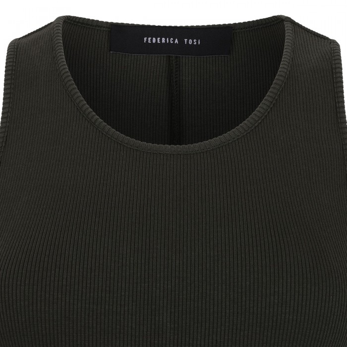 Ribbed knit jersey long dress