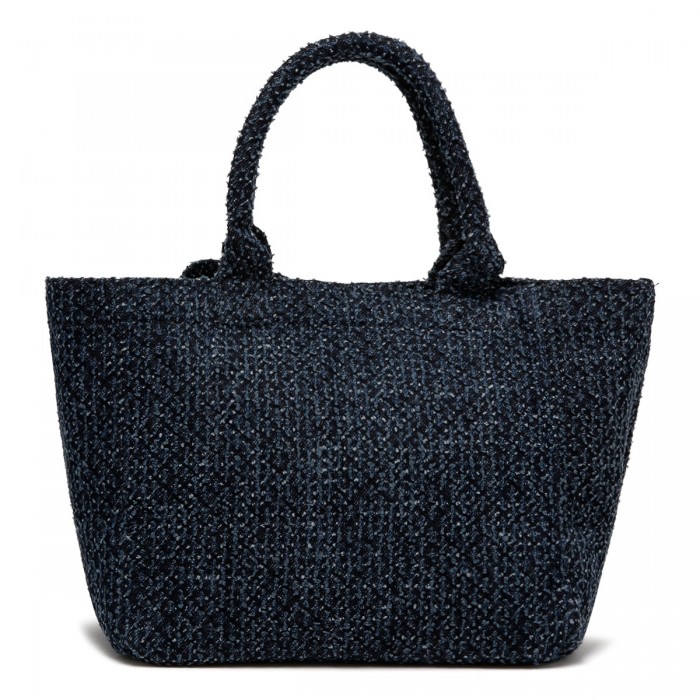 Tweed denim bear small tote
