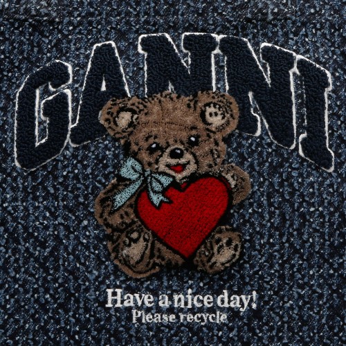 Tweed denim bear small tote 2