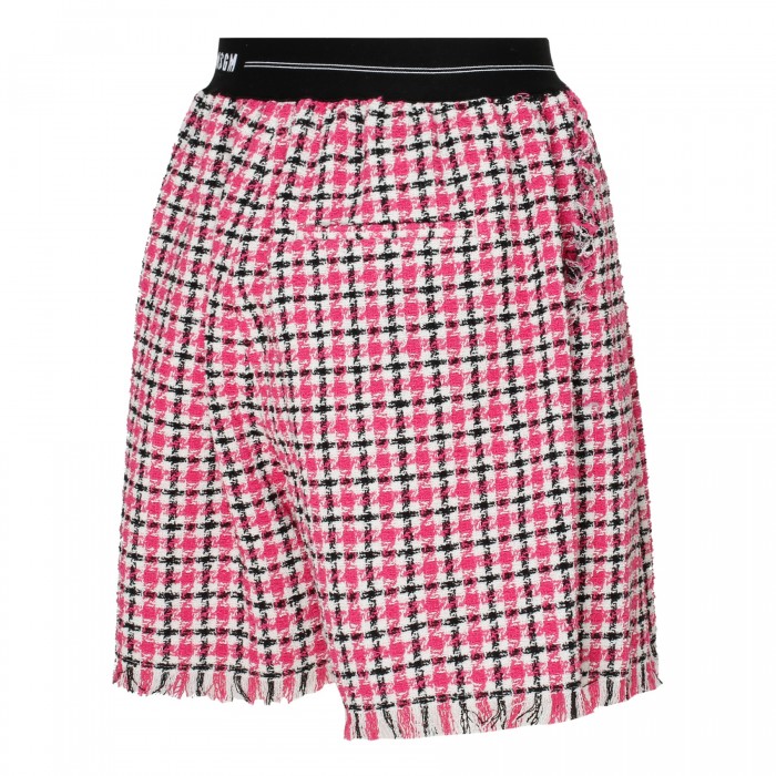 Houndstooth cotton twill shorts