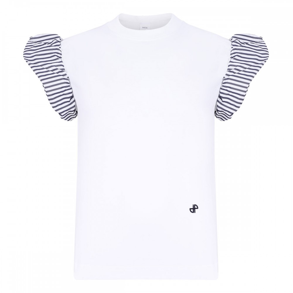 T-shirt with faille sleeves