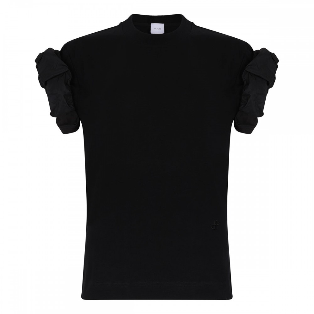 T-shirt with faille sleeves