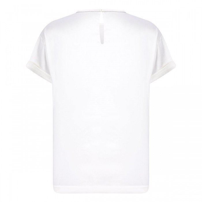 White silk T-shirt with monili