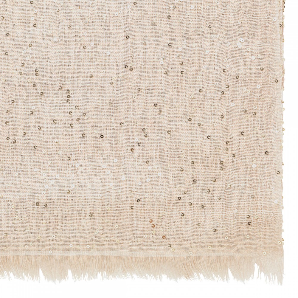 Ecru silk and wool blend scarf with...