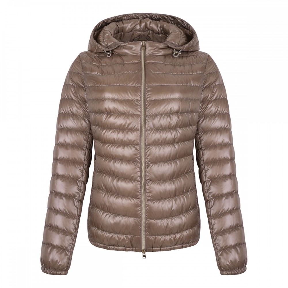 Light taupe ultra-light quilted jacket
