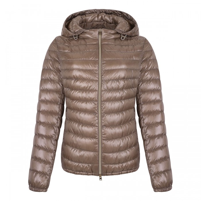 Light taupe ultra-light quilted jacket
