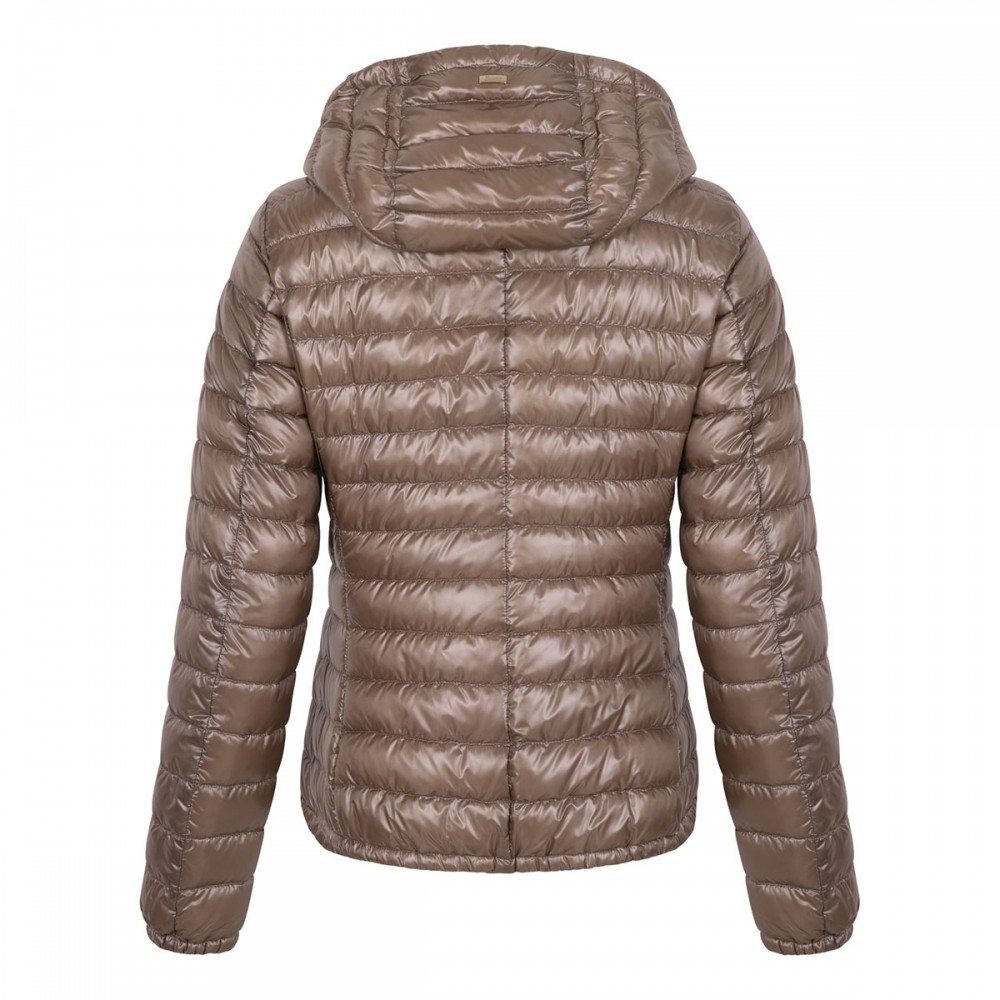 Light taupe ultra-light quilted jacket
