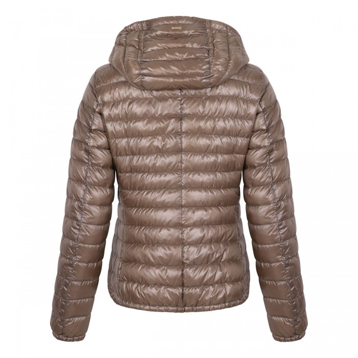 Light taupe ultra-light quilted jacket