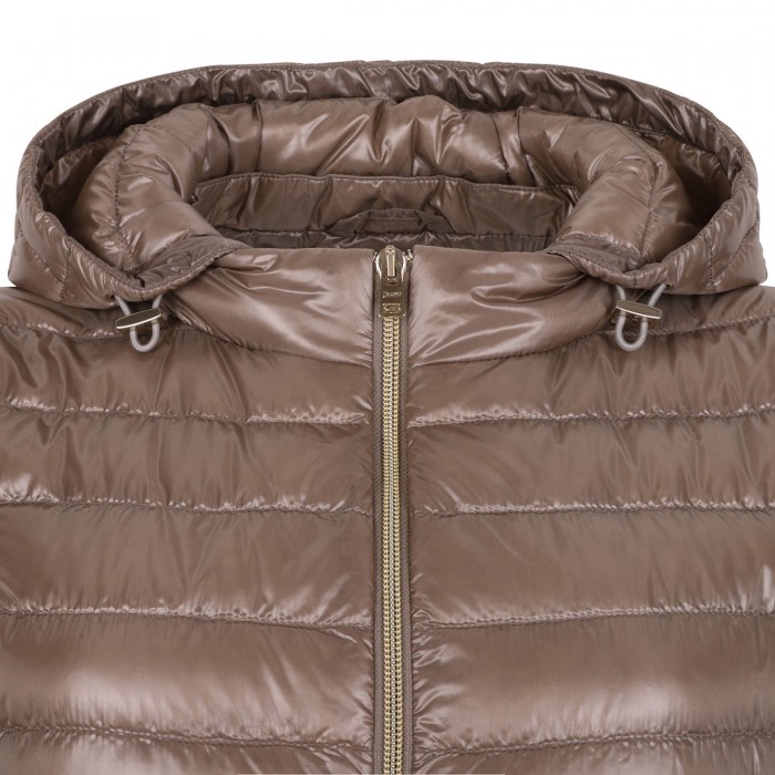 Light taupe ultra-light quilted jacket